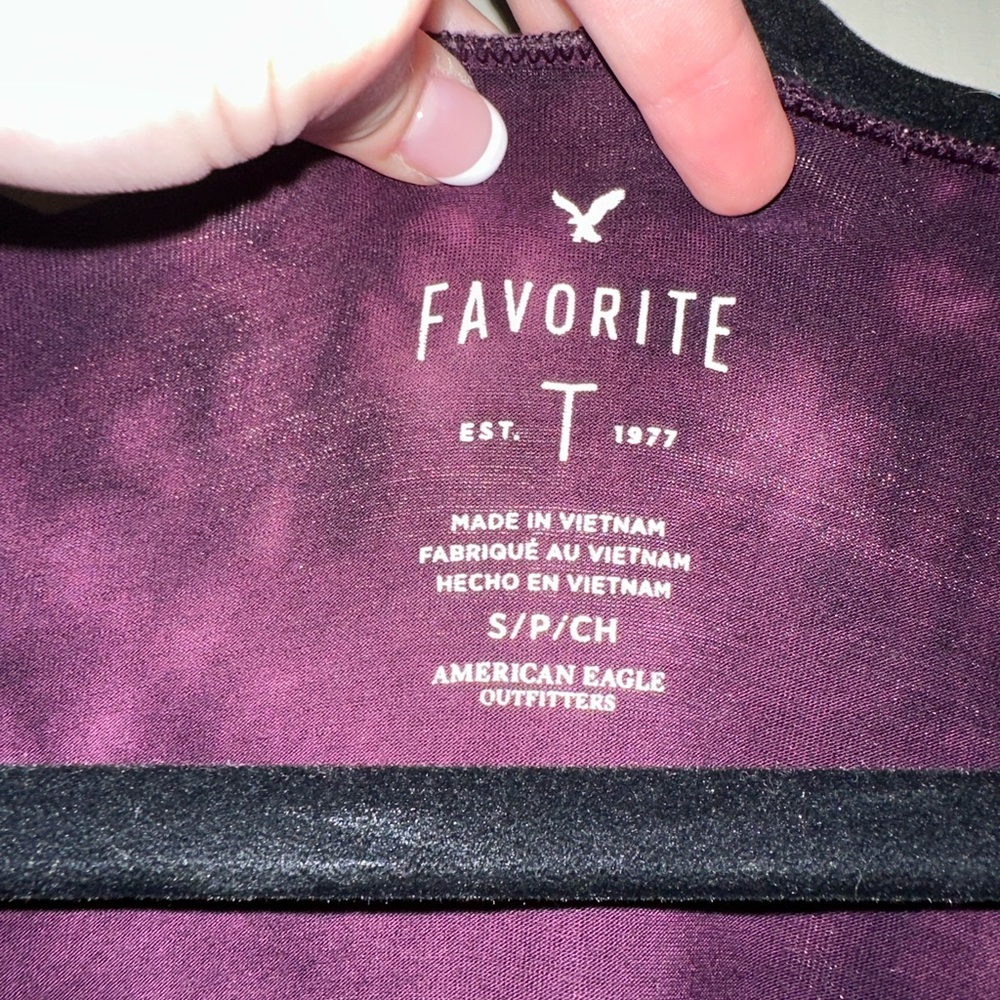 AE Burgundy Tie Dye ‘Favorite’ T-Shirt - Picture 2 of 3